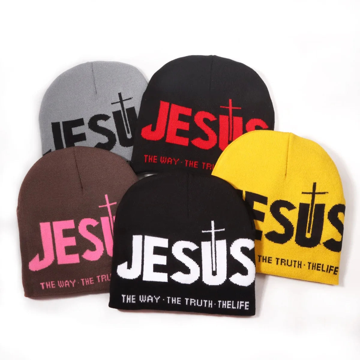 Gorro de lana con el nombre de JESÚS · The way · The truth · The life [5 colores  elegir]