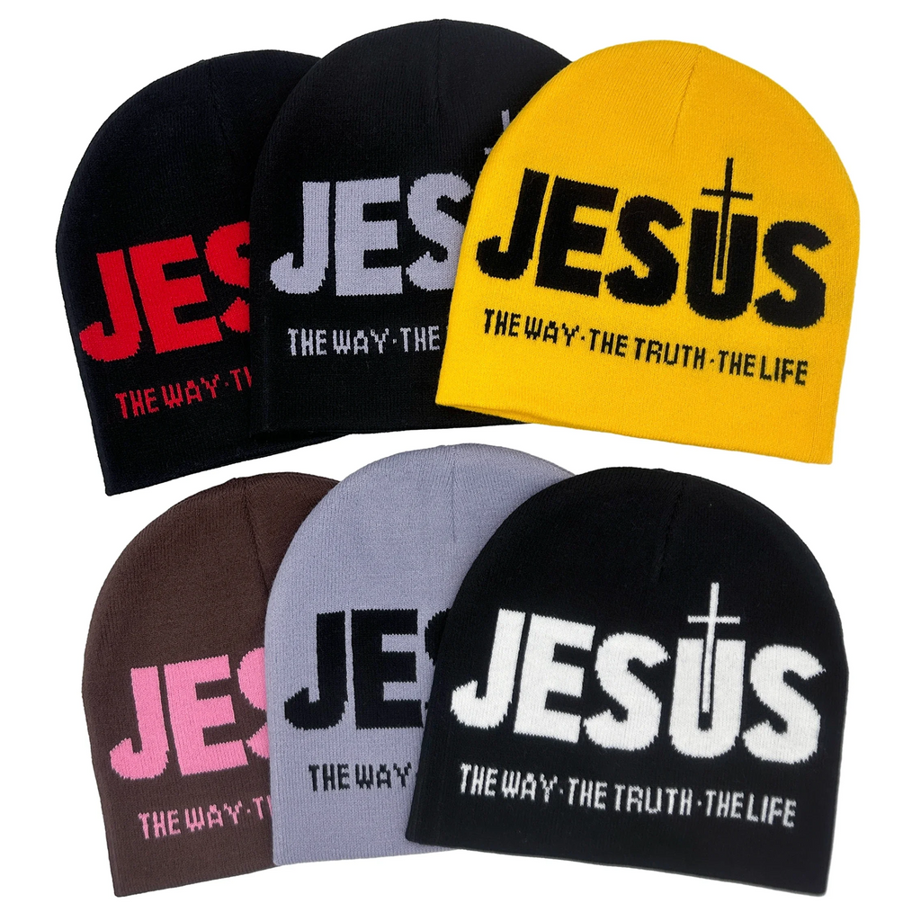 Gorro de lana con el nombre de JESÚS · The way · The truth · The life [5 colores  elegir]