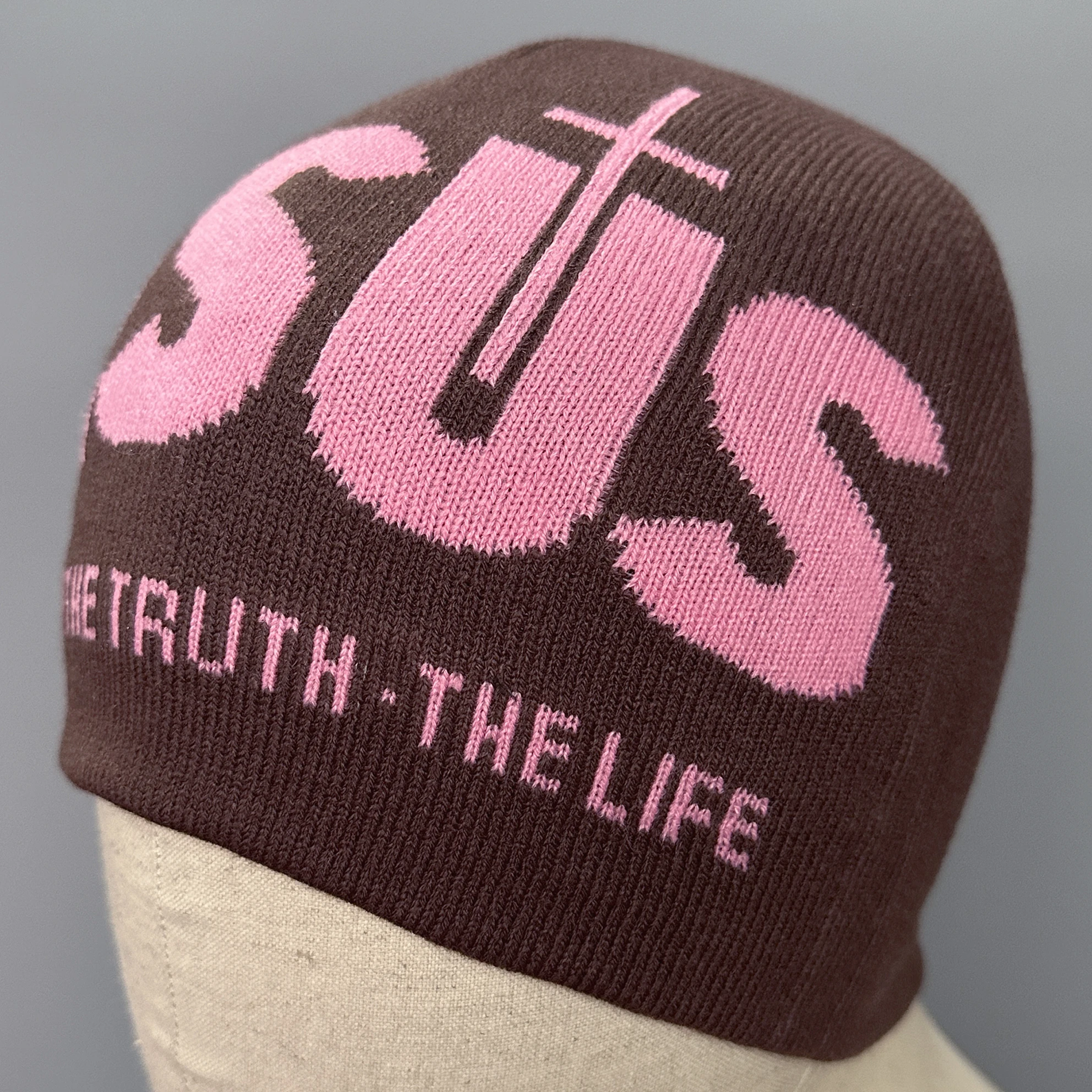 Gorro de lana con el nombre de JESÚS · The way · The truth · The life [5 colores  elegir]